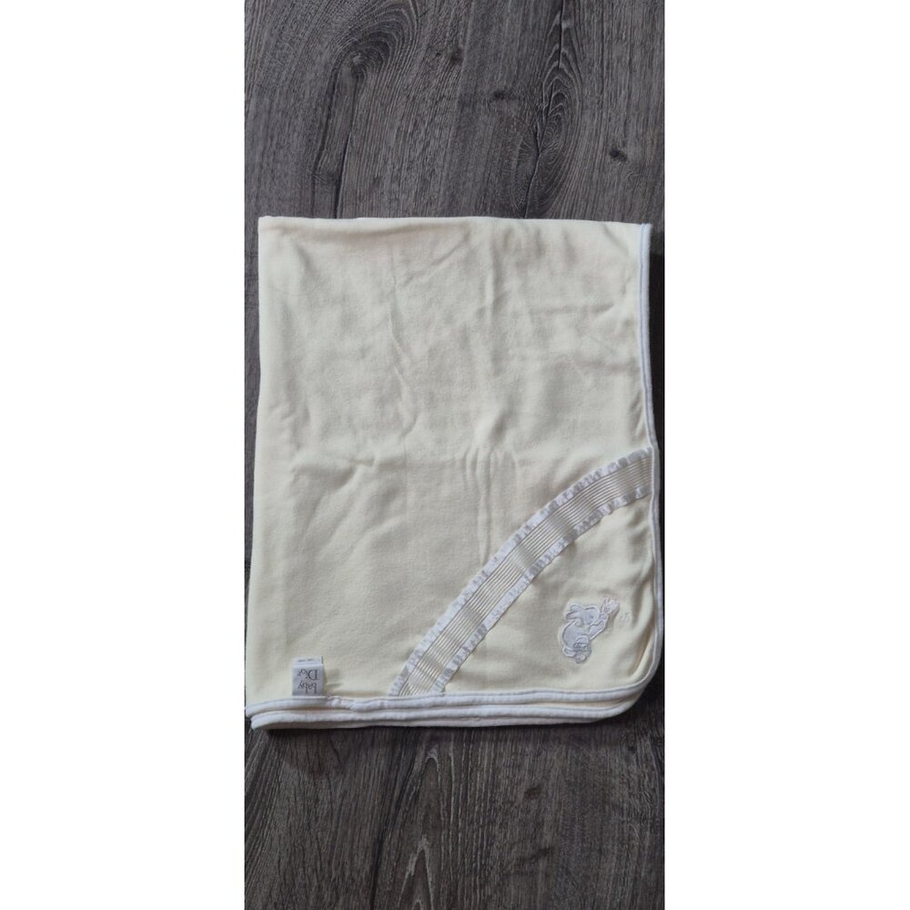 Vintage Baby Christian Dior Recieving Blanket Pale Yellow Satin Corner Trim